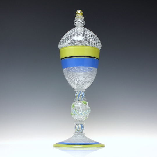 Unique Mike Hunter "Vitro a Filli" Glass Covered Goblet 2015